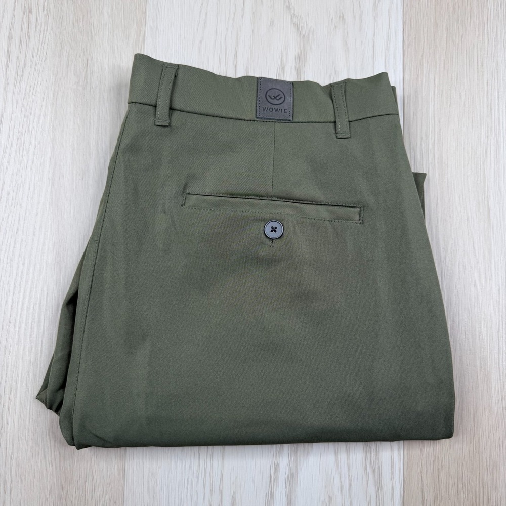 Wowie Mens Olive Green Slash Pockets Stretch Golf Performance Chino Pants 34x28